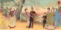 L’empereur impératrice Prince héritier et les dames de Cour sur une sortie à Asuka Park Toyohara Chikanobu